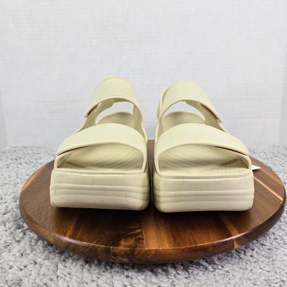 Crocs Skyline White Vanilla Double Strap Ankle Y2K Platform Square Toe Sandals - Picture 6 of 16